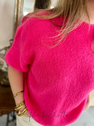 Pull manches courtes Clara • Rose fuschia TU