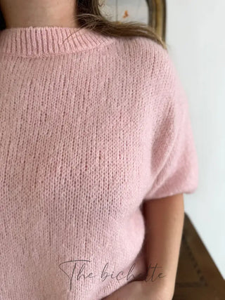 Pull manches courtes Clara • Rose poudré TU