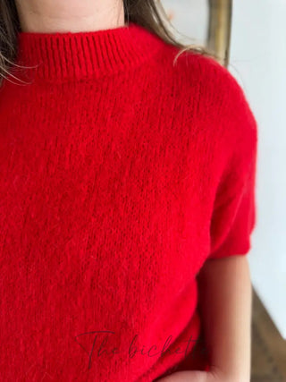 Pull manches courtes Clara • Rouge TU