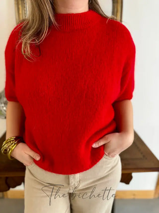 Pull manches courtes Clara • Rouge TU