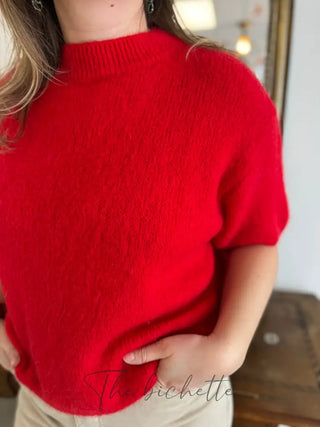 Pull manches courtes Clara • Rouge TU