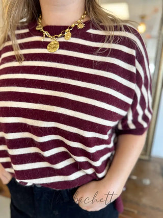 Pull Noélie • Rayures bordeaux TU