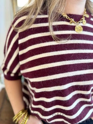 Pull Noélie • Rayures bordeaux TU