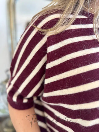 Pull Noélie • Rayures bordeaux TU