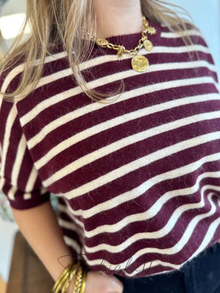Pull Noélie • Rayures bordeaux TU