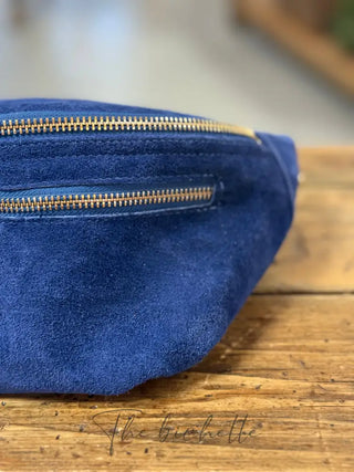 Sacoche Juliette - Bleu Royal (aspect daim)