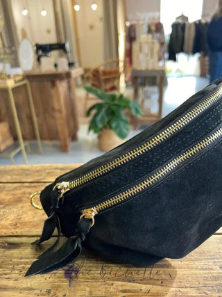 Sacoche Juliette - Noir (aspect daim) - The bichette