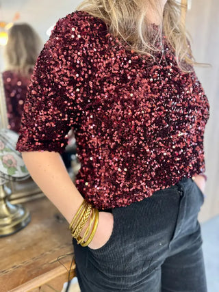 T-shirt à sequin Josephine • Bordeaux