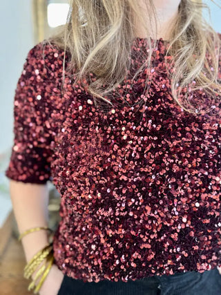 T-shirt à sequin Josephine • Bordeaux