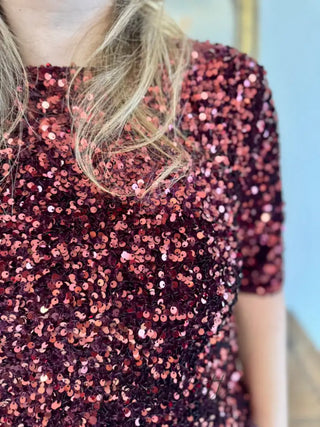 T-shirt à sequin Josephine • Bordeaux