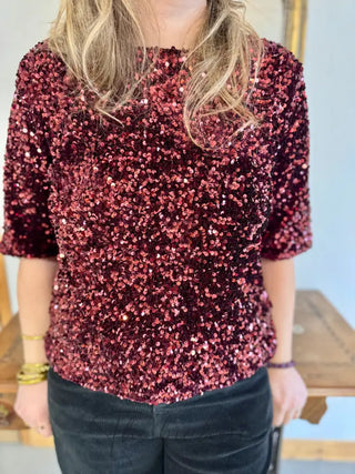 T-shirt à sequin Josephine • Bordeaux