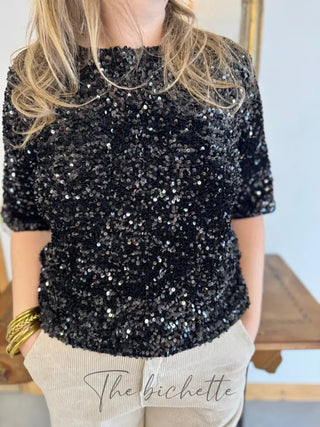 T-shirt à sequin Josephine • Noir