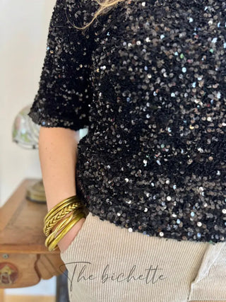 T-shirt à sequin Josephine • Noir