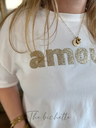 T-shirt Amour • Blanc & doré TU