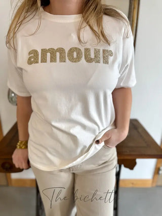 T-shirt Amour • Blanc & doré TU