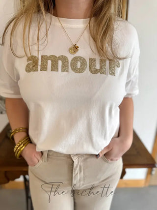 T-shirt Amour • Blanc & doré TU