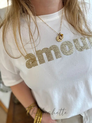 T-shirt Amour • Blanc & doré TU