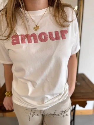 T-shirt Amour • Blanc & Rose