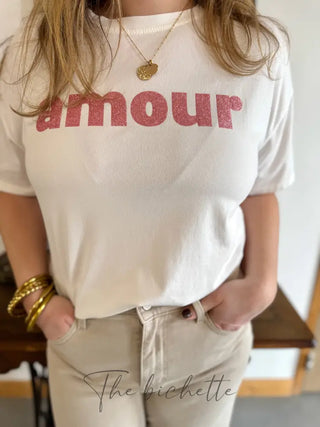 T-shirt Amour • Blanc & Rose