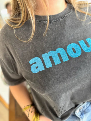 T-shirt Amour ❤️ • Noir & Bleu TU
