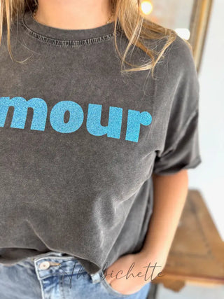 T-shirt Amour ❤️ • Noir & Bleu TU