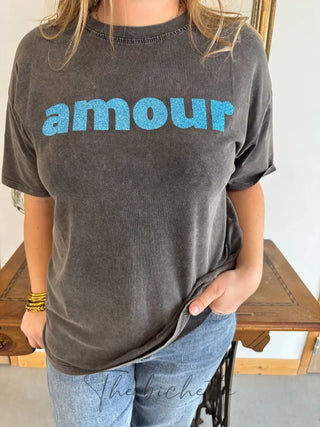 T-shirt Amour ❤️ • Noir & Bleu TU