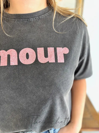 T-shirt Amour ❤️ • Noir & Rose TU