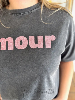T-shirt Amour ❤️ • Noir & Rose TU