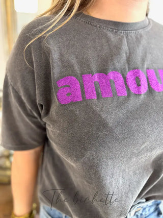 T-shirt Amour ❤️ • Noir & Violet TU