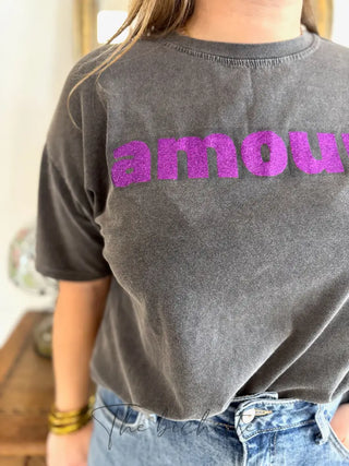 T-shirt Amour ❤️ • Noir & Violet TU