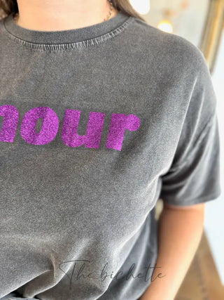 T-shirt Amour ❤️ • Noir & Violet TU