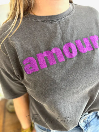T-shirt Amour ❤️ • Noir & Violet TU