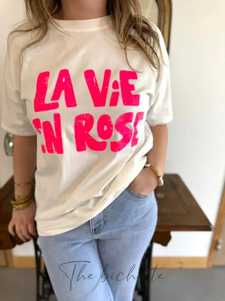 T Shirt La Vie en Rose • Blanc TU