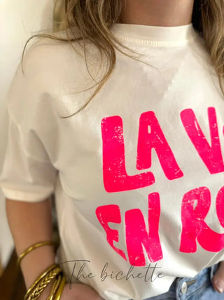 T Shirt La Vie en Rose • Blanc TU