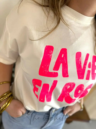 T Shirt La Vie en Rose • Blanc TU