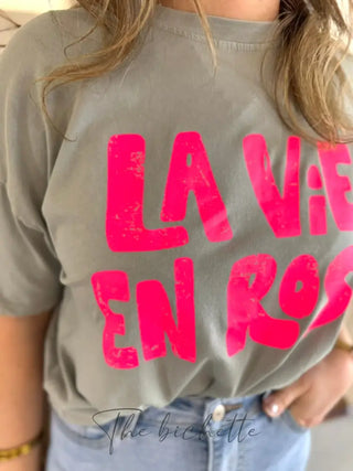 T Shirt La Vie en Rose • Gris TU
