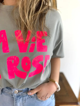 T Shirt La Vie en Rose • Gris TU