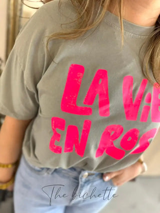 T Shirt La Vie en Rose • Gris TU