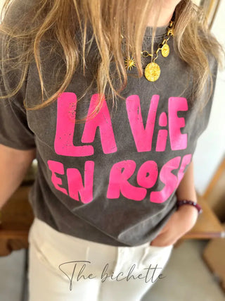 T Shirt La Vie en Rose • Noir TU