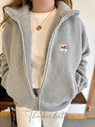 Veste Sherpa Justine • Gris Clair