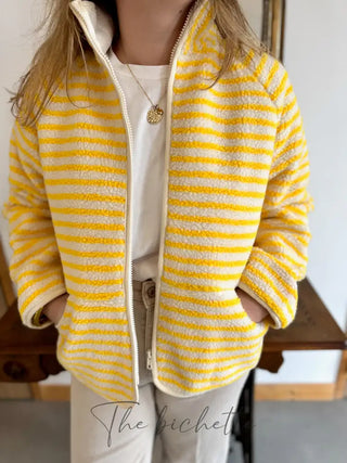 Veste Sherpa rayée Chloé • Jaune & blanche
