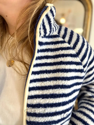 Veste Sherpa rayée Chloé • Marine & blanc