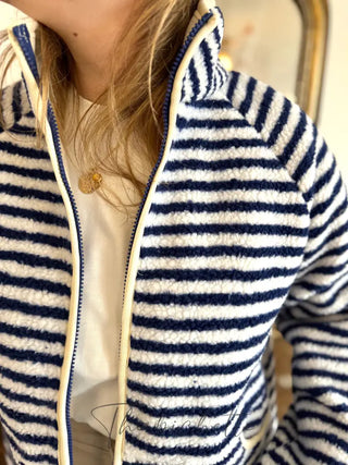 Veste Sherpa rayée Chloé • Marine & blanc
