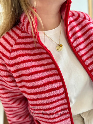 Veste Sherpa rayée Chloé • Rouge & rose